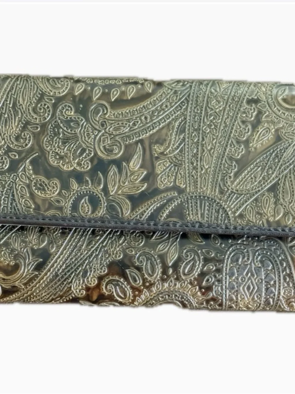 Relic Embossed Paisley Leather Wallet - Dark Brown